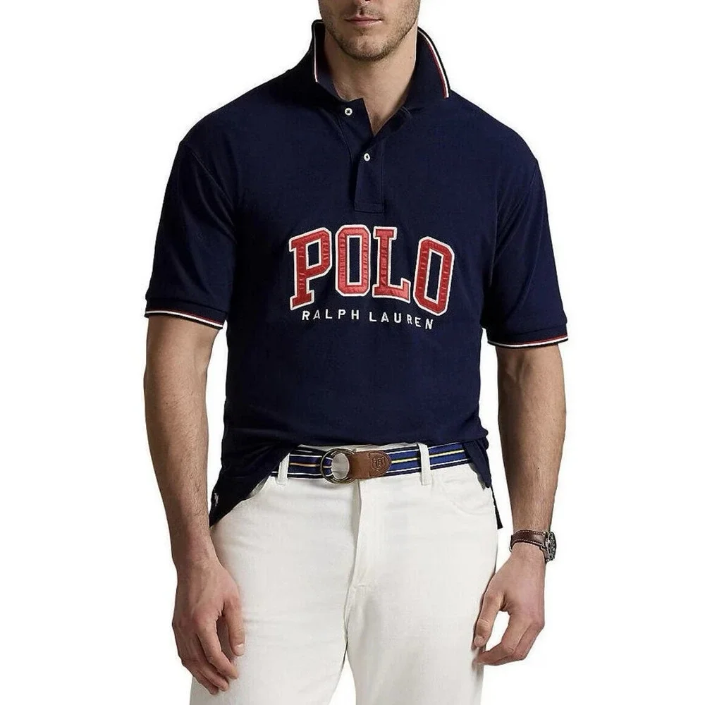 Polo Ralph Lauren‎ Polo Shirt Spell Out Mens Small Red White Blue Pony Americana